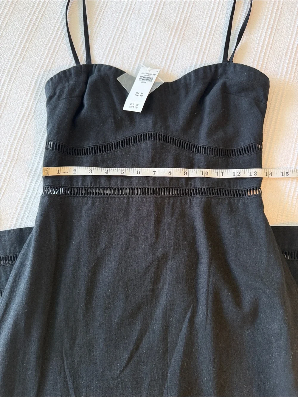 NWT Abercrombie Strapless Black Linen-blend Midi Dress - Small Tall - Picture 7 of 12